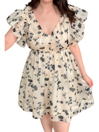 Aureum - Midnight Garden Puff Sleeve Dress