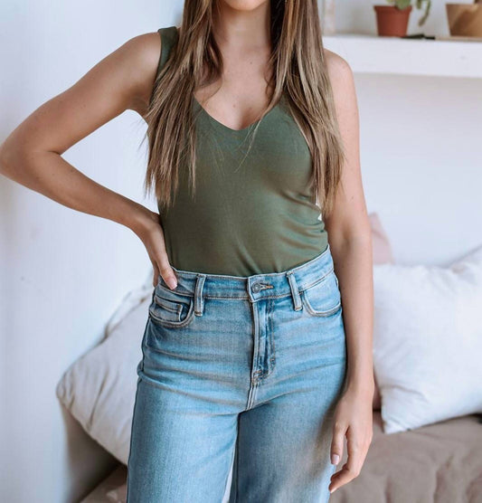 Jersey Double Lined V-Neck Cropped Tank