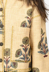 Ivy Jane Lurex Block Print Jacket in camel - women's blouse - alternate view