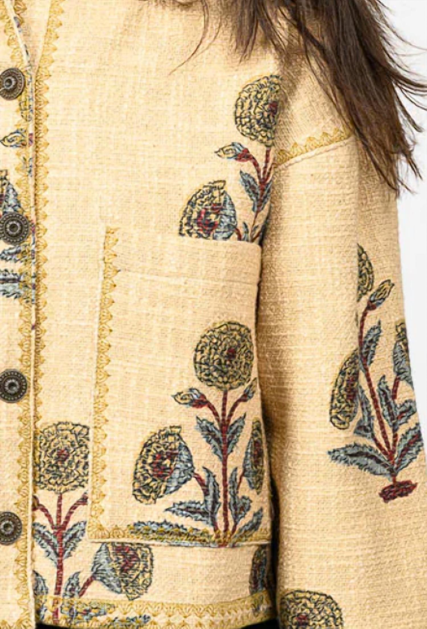 Ivy Jane Lurex Block Print Jacket in camel - women's blouse - alternate view
