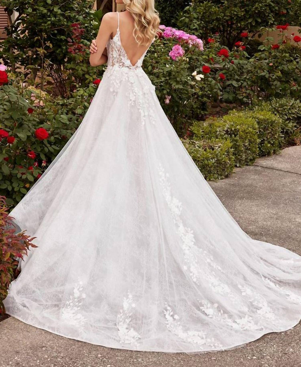 Cinderella Divine - Perla Floral Applique Lace Wedding Dress