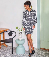 Karen Kane - Bryce Blouson Sleeve Linen Mini Shirtdress