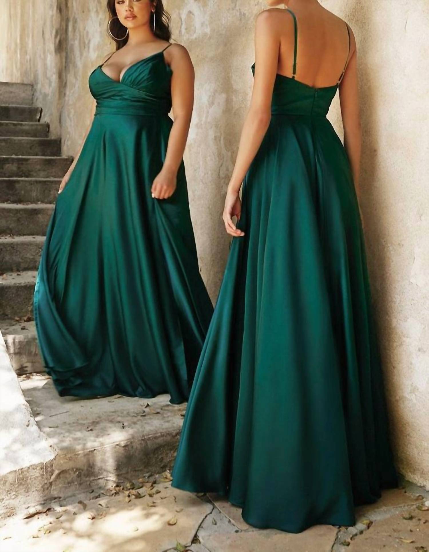 Ladivine - Fitted Bodice A-line Maxi Skirt Dress