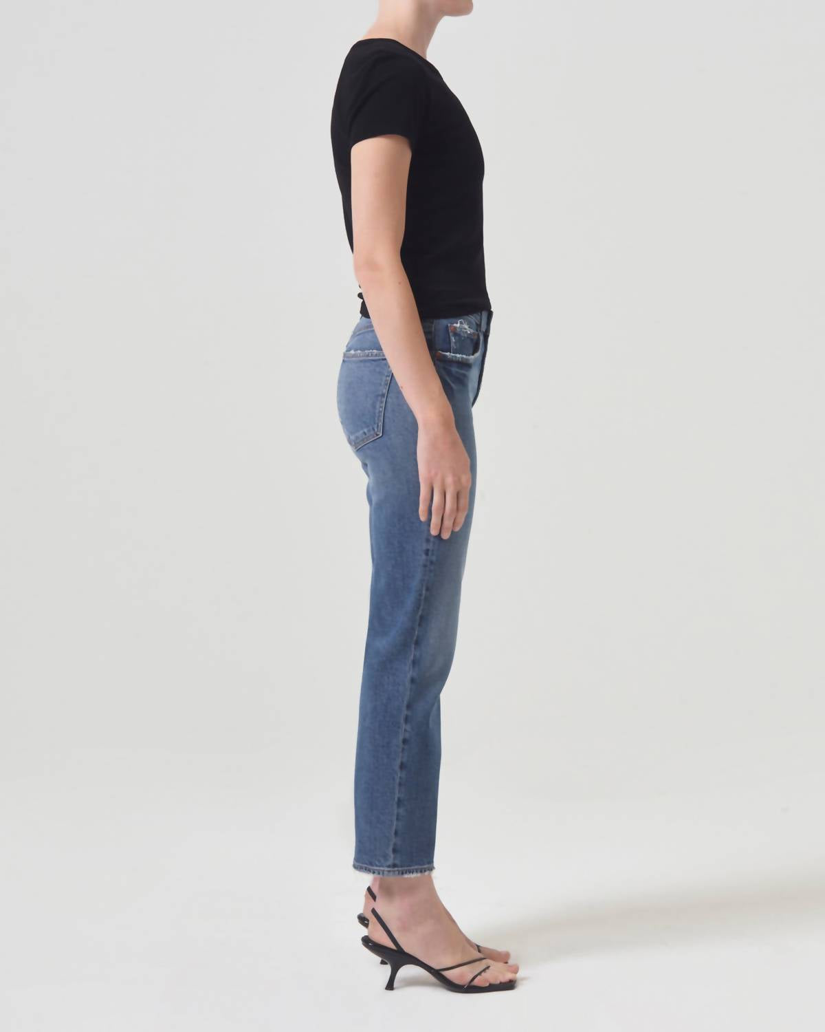 AGOLDE Women's Kye Mid Rise Straight Crop Jeans in notion - women's jeans - detail view