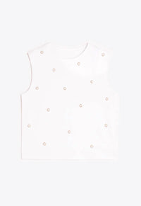 Vilagallo - Crew Neck Sleeveless Top With Pearls