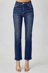 Aili'S Corner - Mid Rise Ankle Straight Slim Jeans - Plus