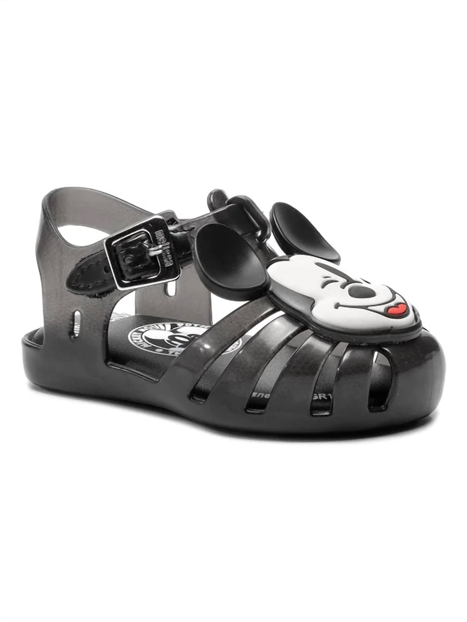 Mini Melissa Girls Mini Aranha Mickey Sandals in black - kids' sandal
