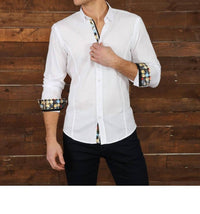 Eight X - Long Sleeve Jacquard Button Down Shirt With Contrasting Trim