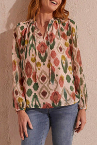TRIBAL print poly blouse in vine - women's blouse