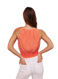 Bella Dahl - SMOCKED WAIST TIE NECK CAMI TOP