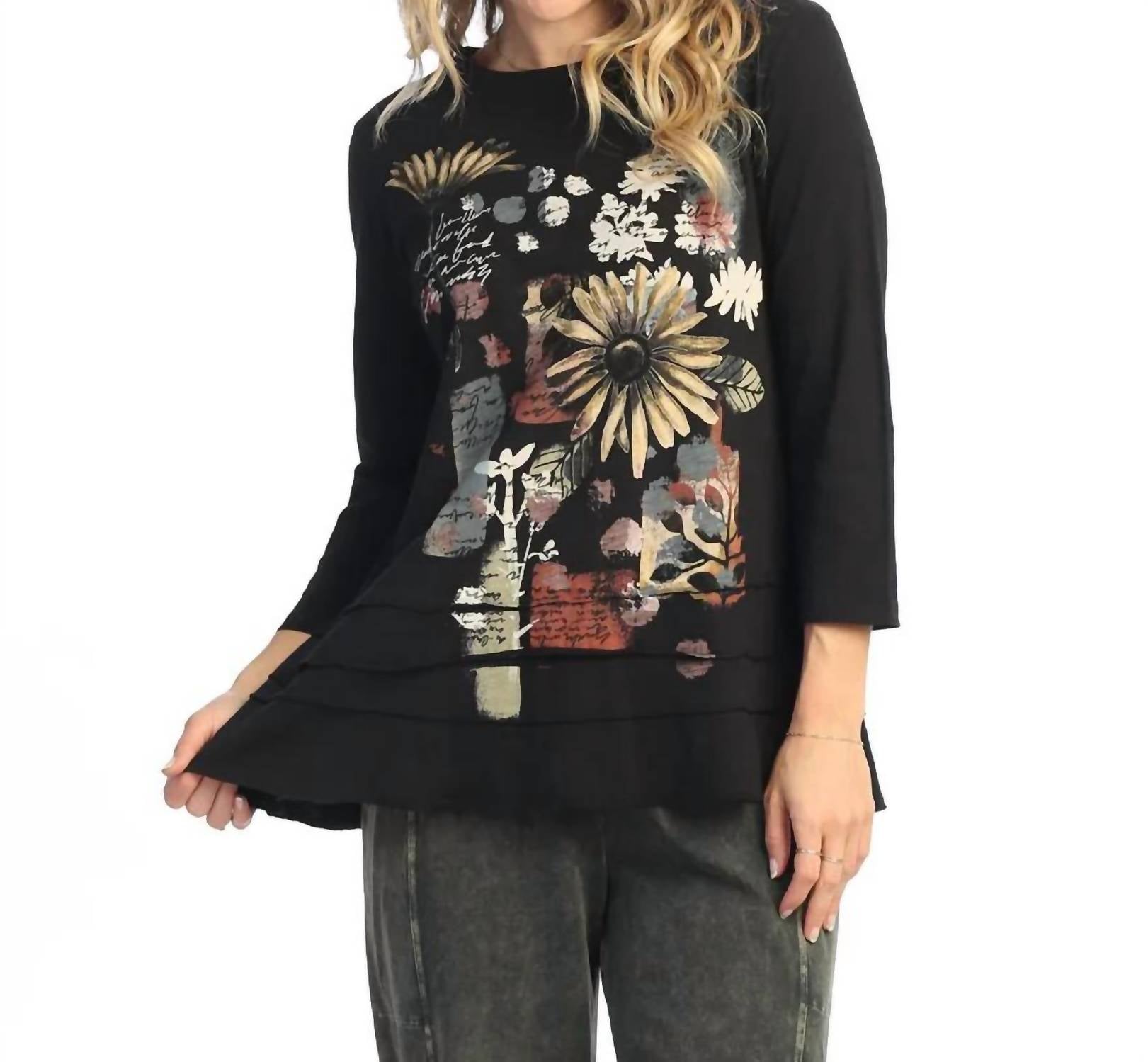 Jess & Jane - Golden Mineral Washed Cotton Layered Top