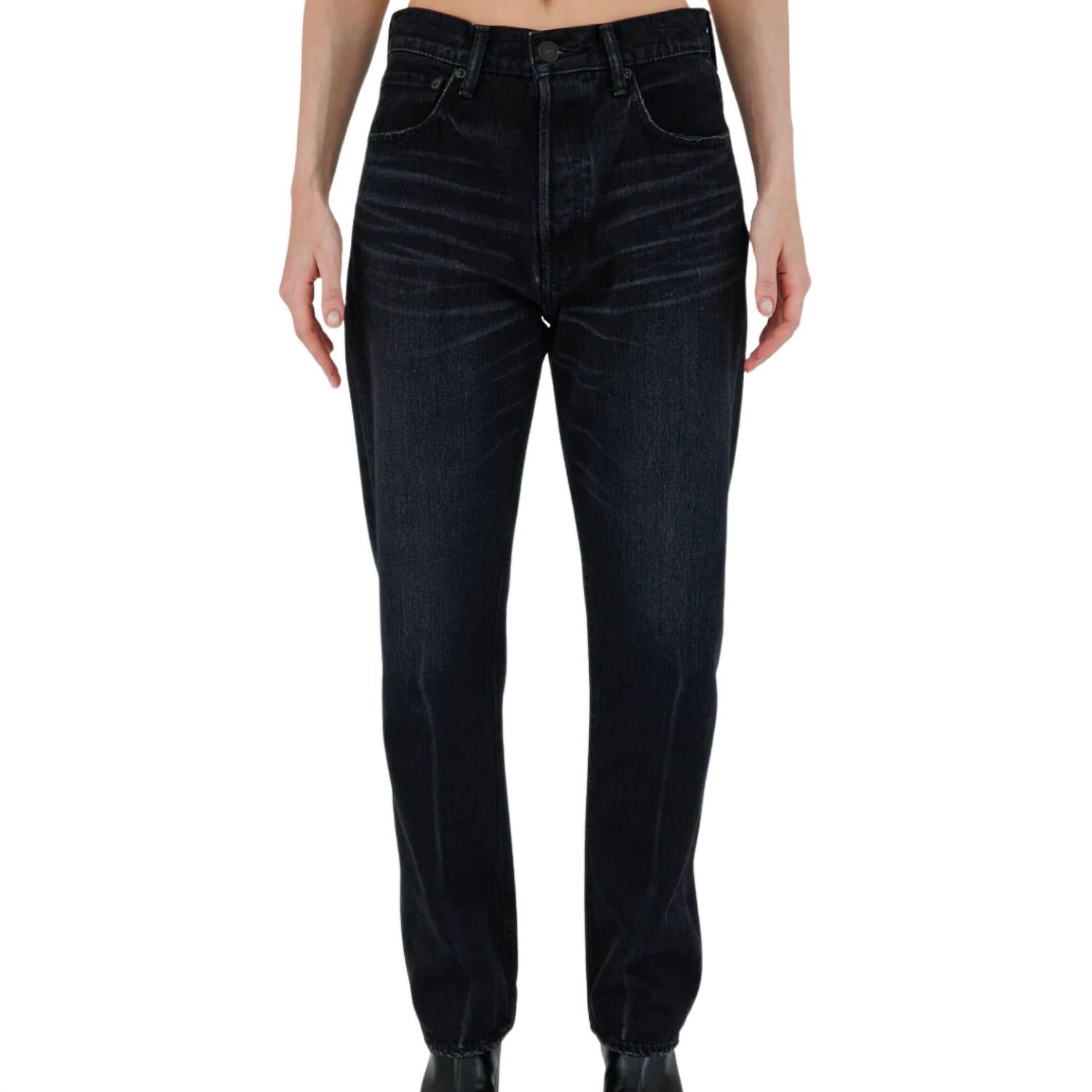 Moussy Murrieta Wide Straight Jean in black - women's jeans