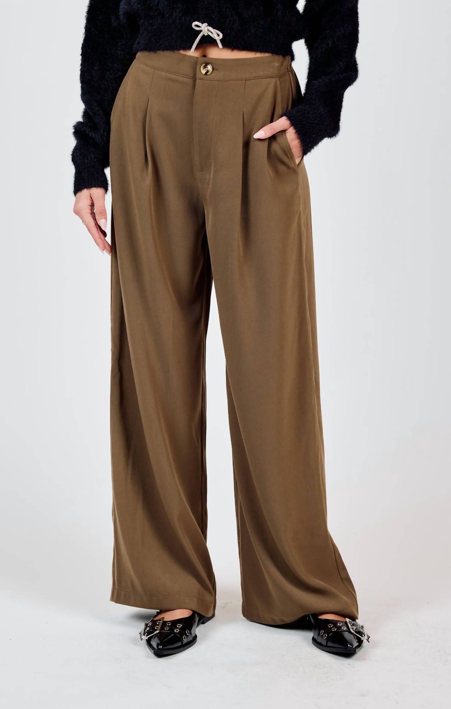Sadie & Sage - Silent Streets Wide Leg Pleated Pant