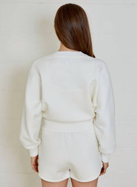 dh NEW YORK Caitlin Knit Cardigan in white - women's cardigan - detail view