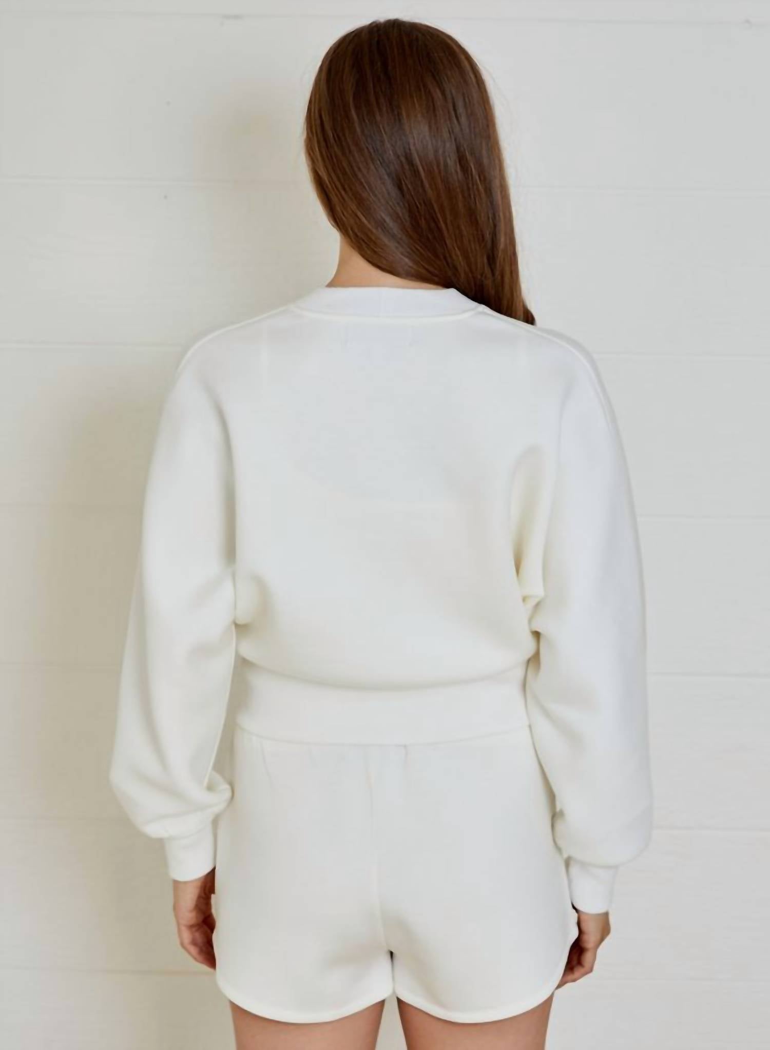 dh NEW YORK Caitlin Knit Cardigan in white - women's cardigan - detail view