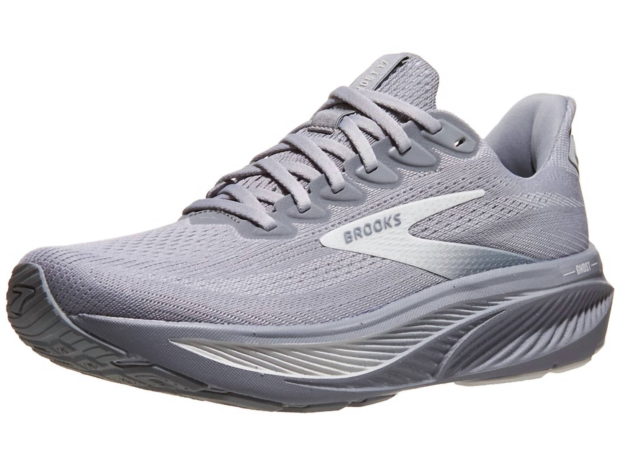 BROOKS Men's Ghost 17 Sneaker in primer gray oyster mushroom - men's sneaker - detail view