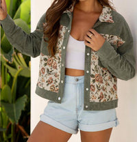 Legend Or Lies - Ribbed Retro Floral Patchwork Shirt Jacket