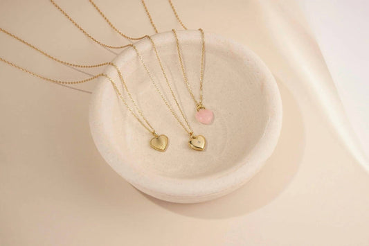 Eklexic - Women's Mini Heart Locket Necklace With Cubic Zirconia