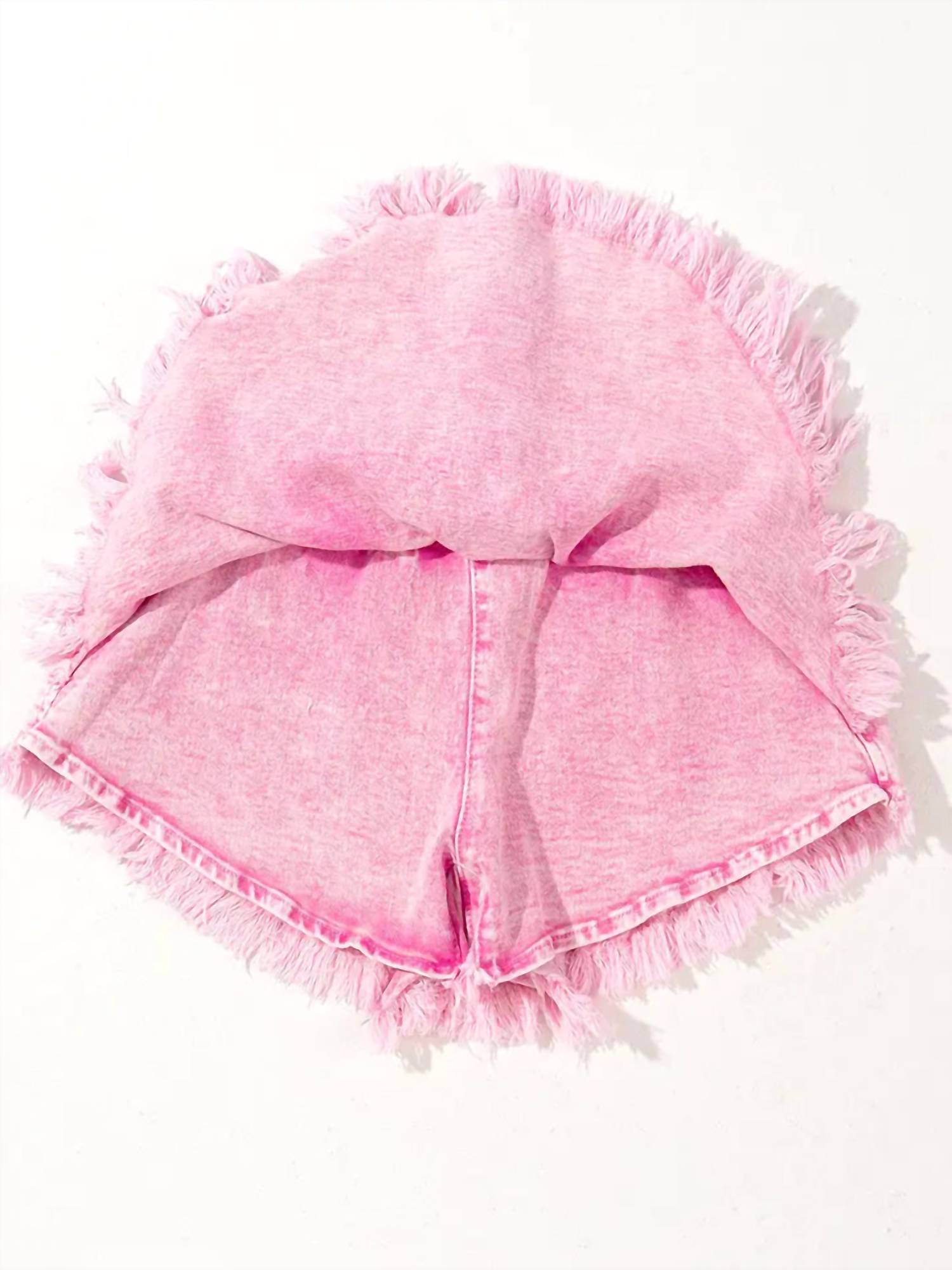 Lovesoft - Smocked Waistband Frayed Denim Skort