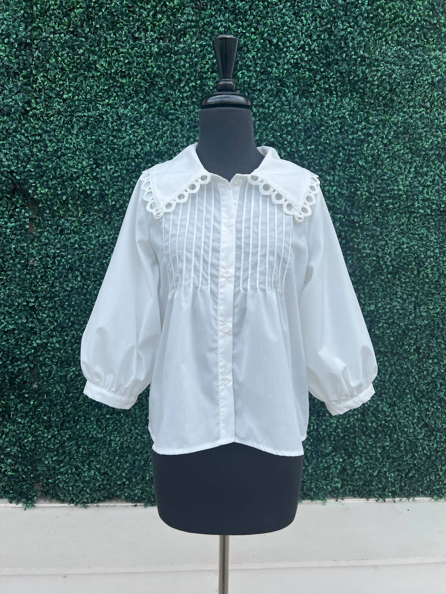 Joy Joy - Women's Pin Tuck Collar Blouse