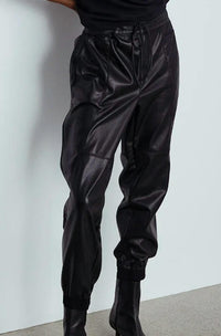 MELISSA NEPTON Cabo Faux Leather Jogger Pant in black - women's pants - detail view