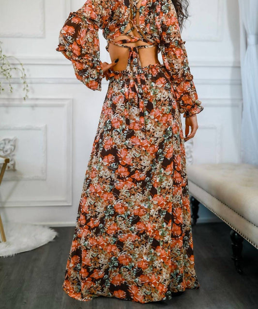 Surelymine - Floral Scent Cut Out Maxi Dress