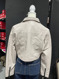 Coalition LA Women's Leather Jacket in baby pink - women's jacket - detail view