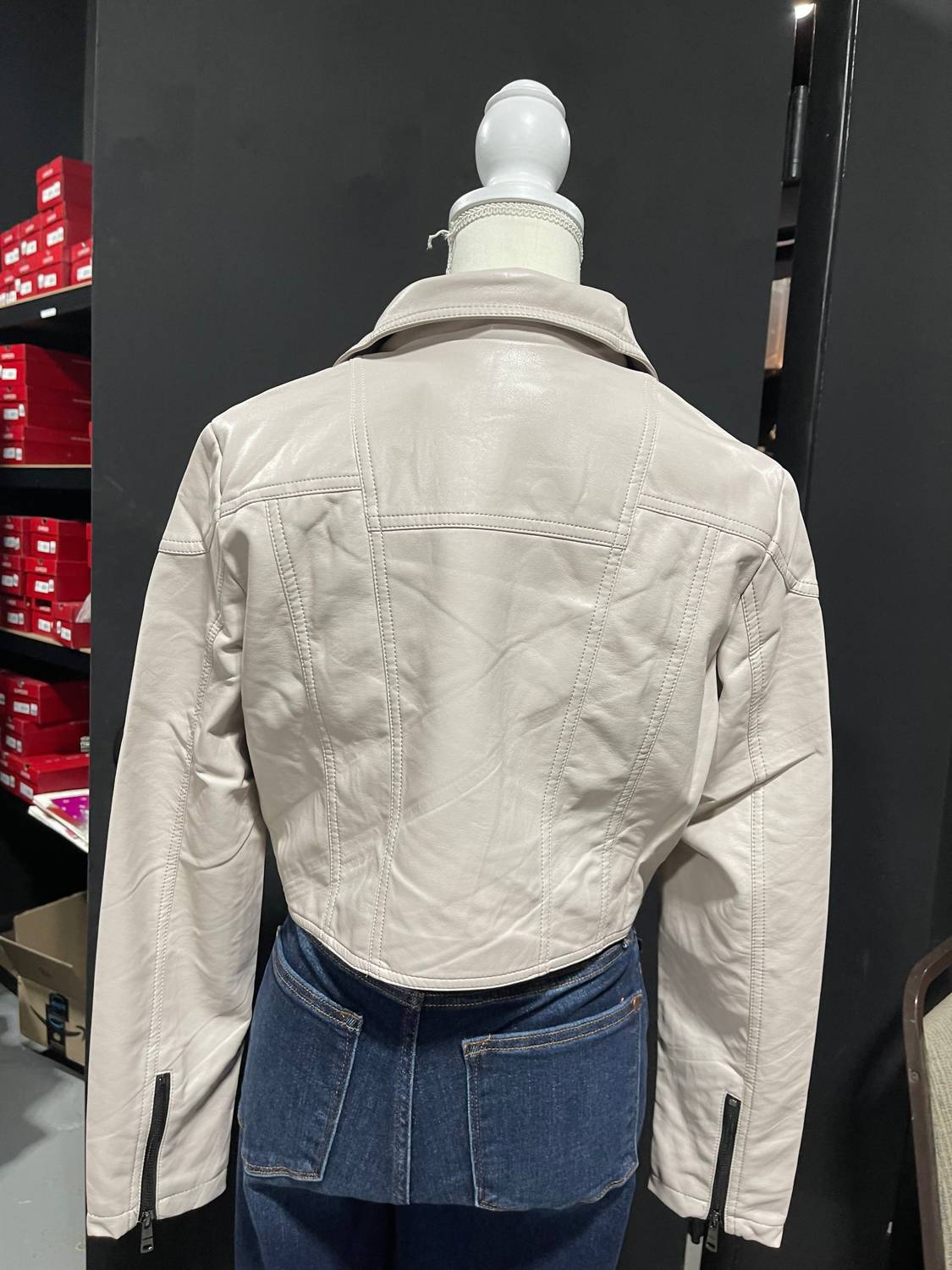 Coalition LA Women's Leather Jacket in baby pink - women's jacket - detail view