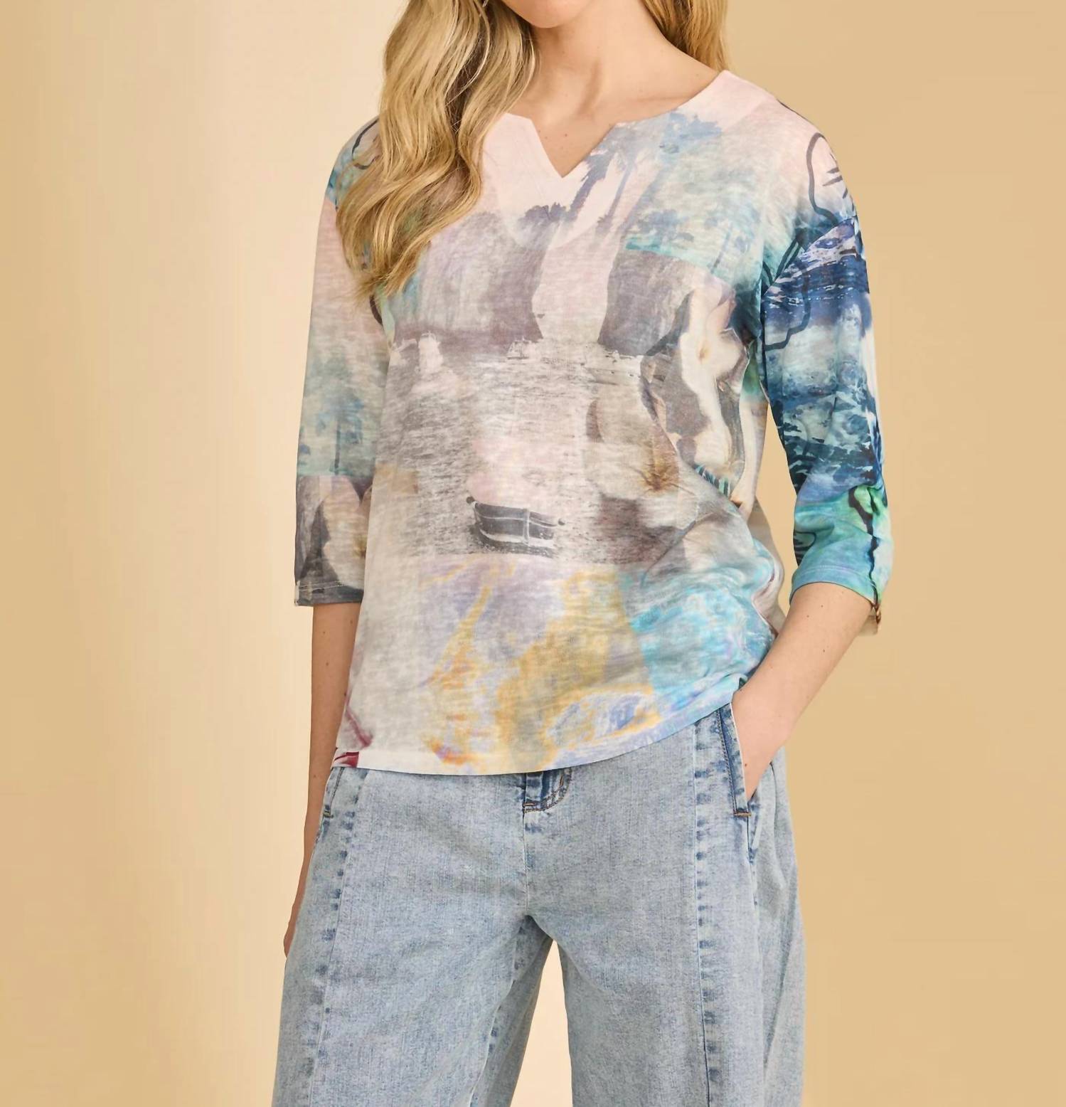 Fdj - Drop Shoulder Notch Neck Top