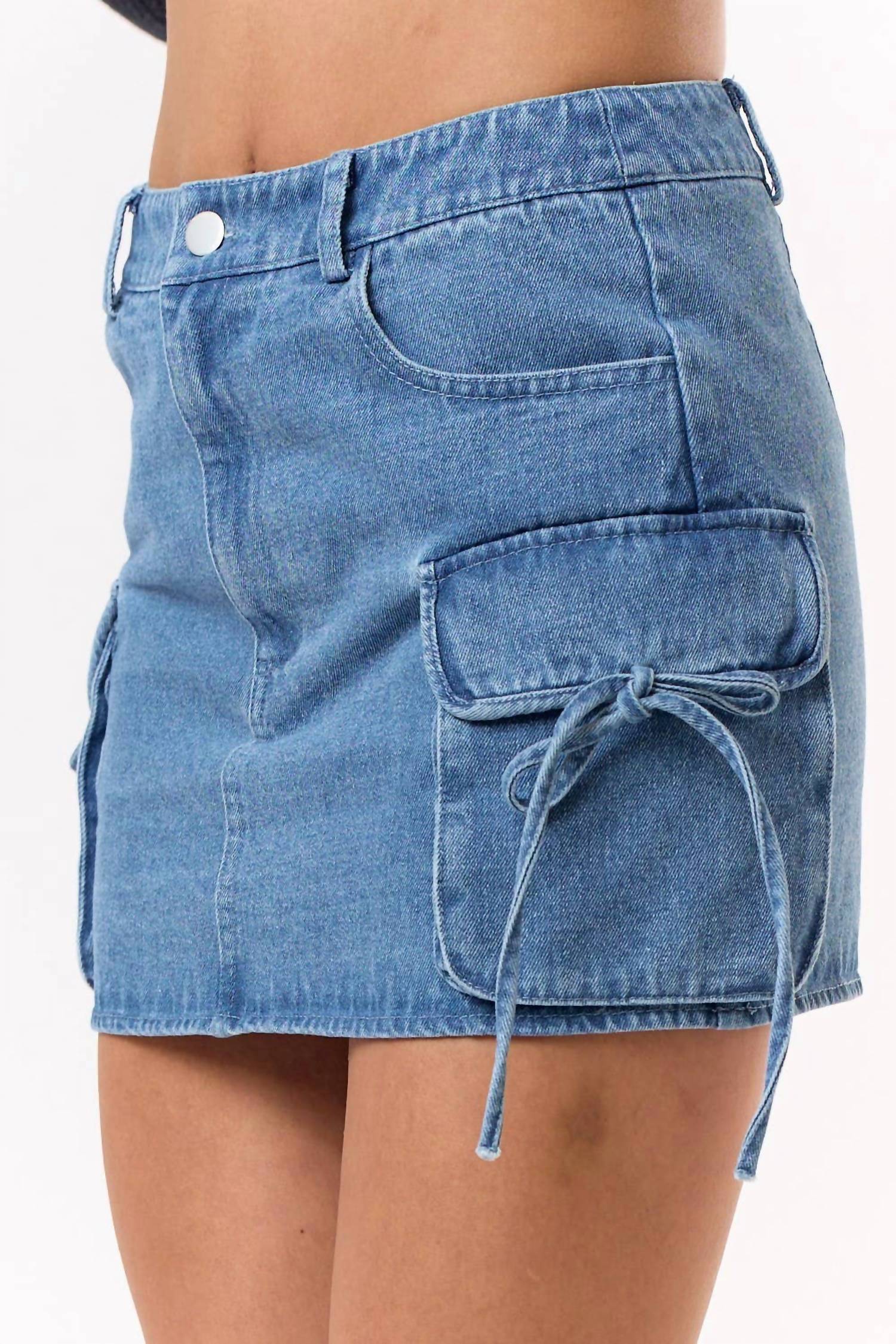 Blue Blush - Bow Tie Cargo Mini Skirt
