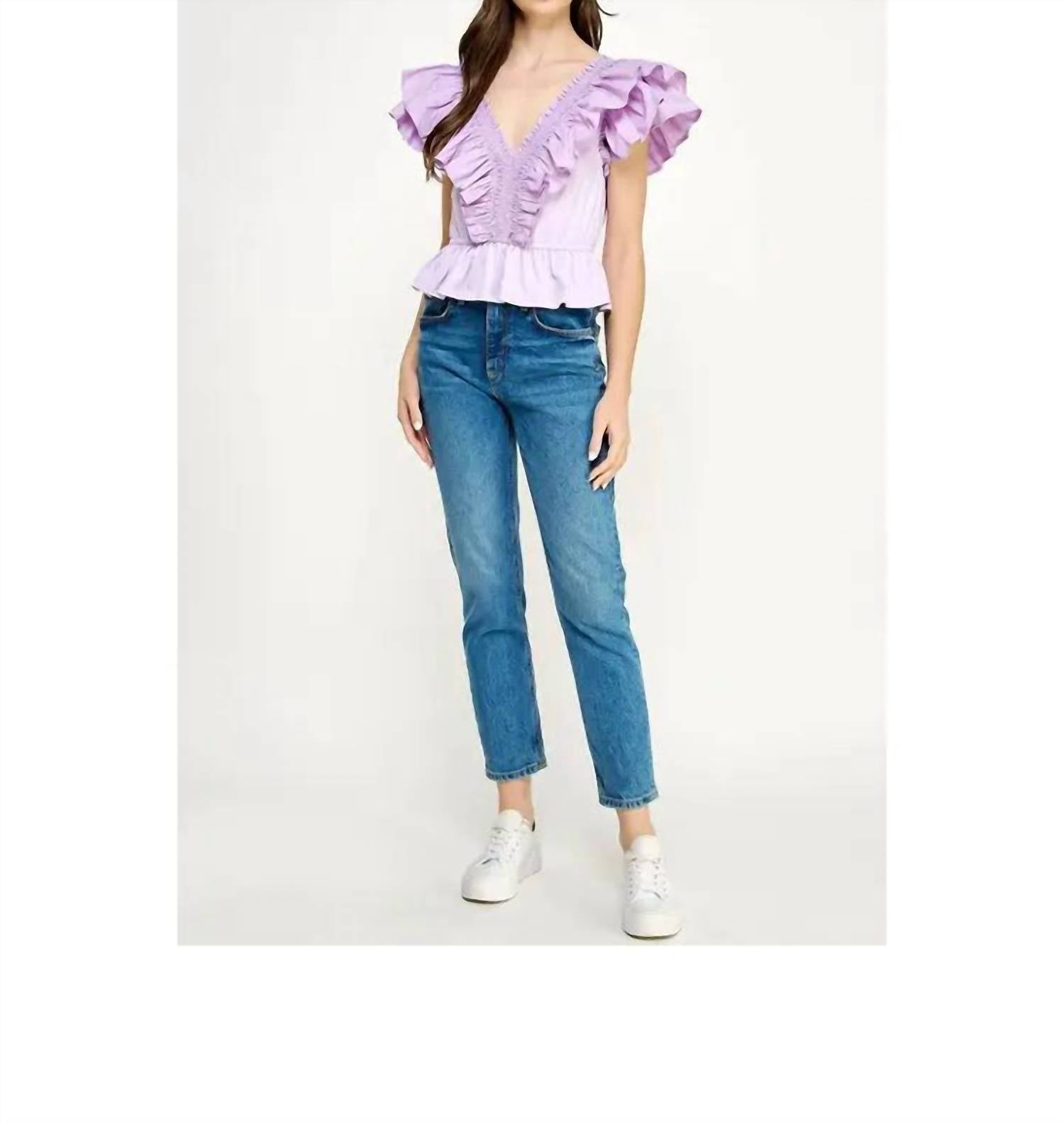 Strut & Bolt Women's Ruffled Poplin Top in purple - women's blouse - view 4