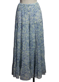 Alison Sheri - Women's Tiered Maxi Pastel Print Skirt
