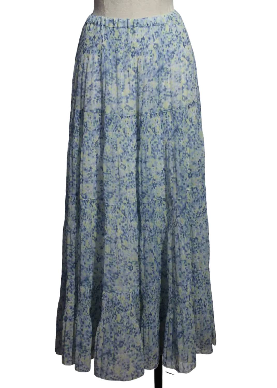 Alison Sheri - Women's Tiered Maxi Pastel Print Skirt