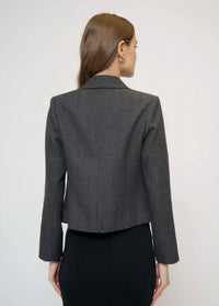 Central Park West Crystal Pins & Chains Cropped Blazer in grey - women's jacket - alternate view