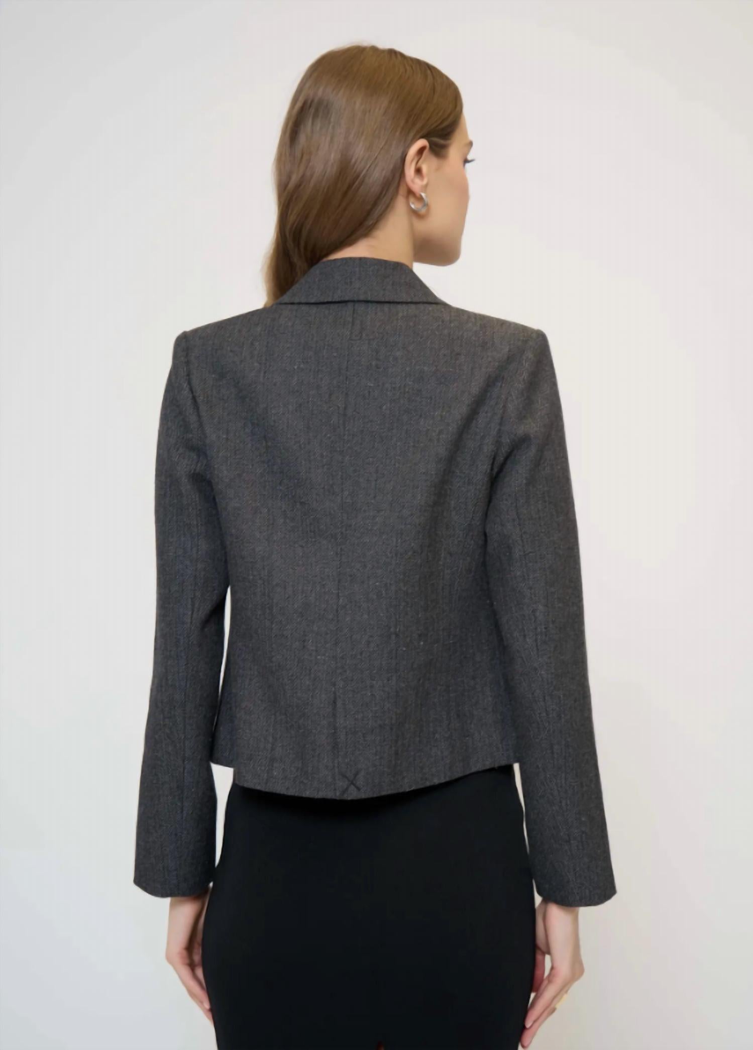Central Park West Crystal Pins & Chains Cropped Blazer in grey - women's jacket - alternate view