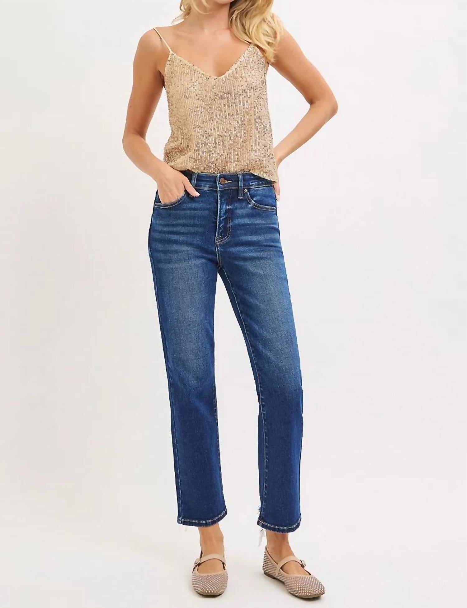 Risen - Sophia High Rise Crop Straight Jeans