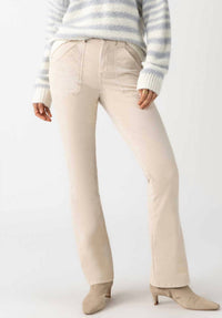Sanctuary Velveteen Hayden Bootcut Pant in cream - women's pants - detail view