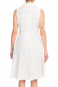 Sharagano - Sleeveless Button Down Collar Shirt Dress