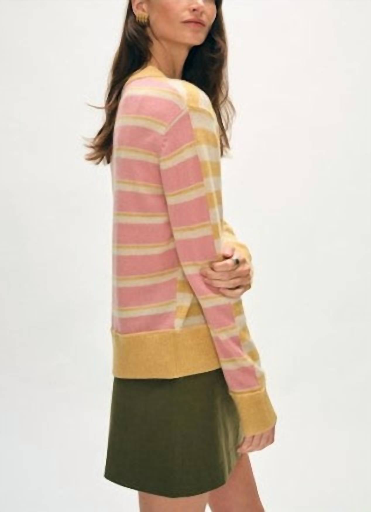 White + Warren - Cashmere Mixed Striped Crew Sweater