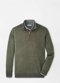 Peter Millar - Autumn Crest Suede Trim Quarter Zip Sweater