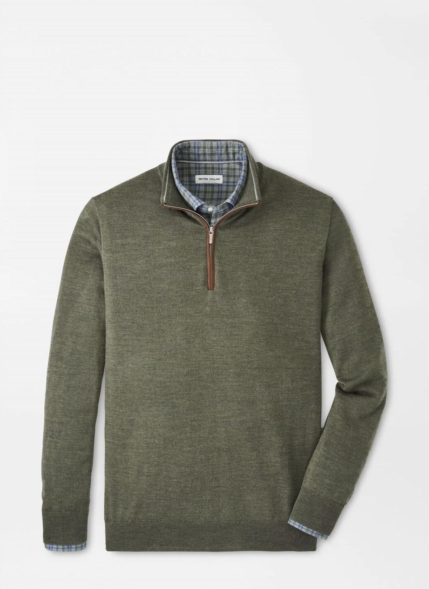 Peter Millar - Autumn Crest Suede Trim Quarter Zip Sweater