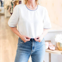 Never A Wallflower - Half Sleeve Scoop Neck Crop Top