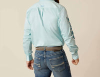 ARIAT Team Logo Twill Shirt in light aqua - men's shirt - detail view