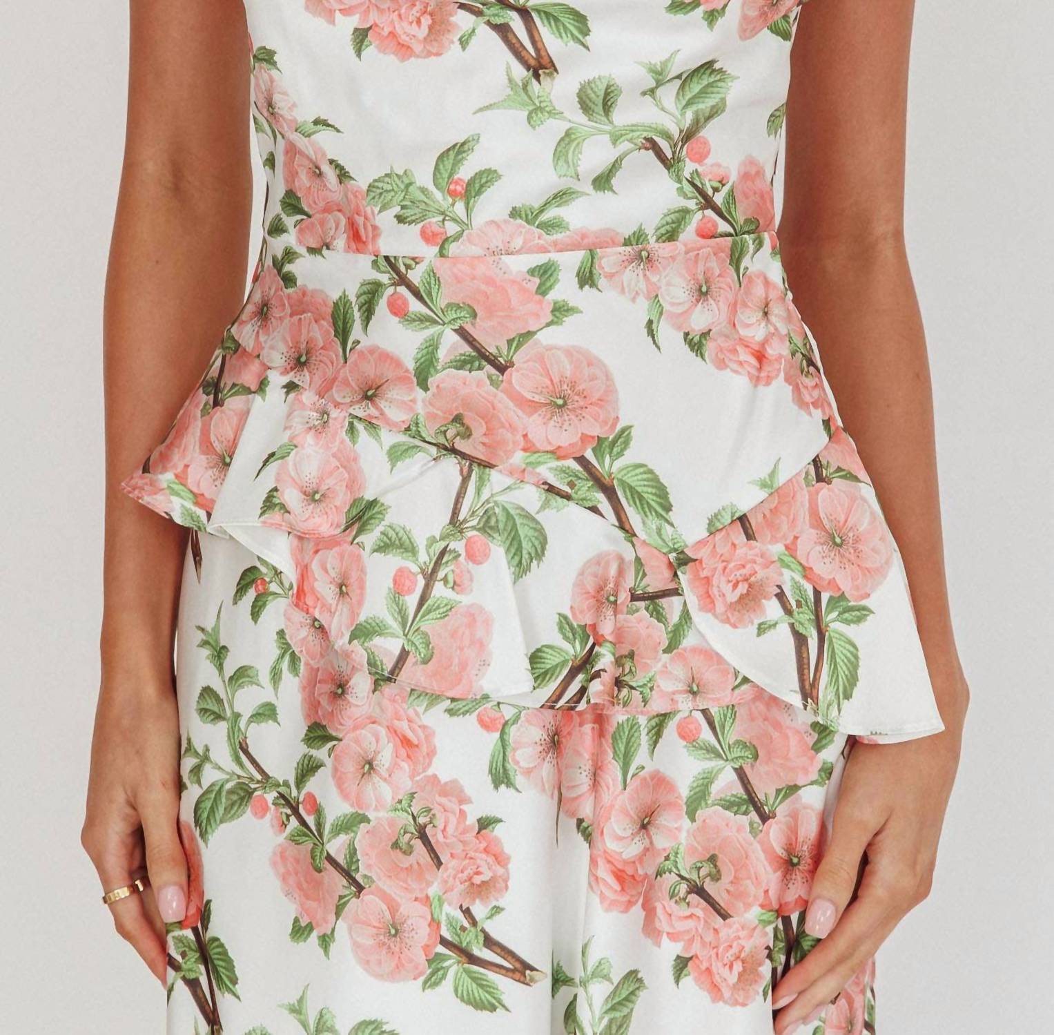Here Comes The Sun - Jerica Ruffle Waist Floral Maxi Dress