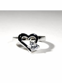 FAIRE HEART RING WITH CUBIC ZIRCONIA RHODIUM PLATED in silver - women's jewelry