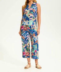Fdj - Printed Eyelet Sleeveless Top