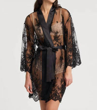 Rya Collection Darling Lace Cover Up Robe in black - women's intimate - detail view