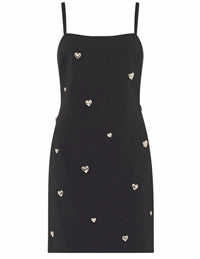 MILLY Colette Heart Applique Mini Dress in black 2 - women's dress - view 6