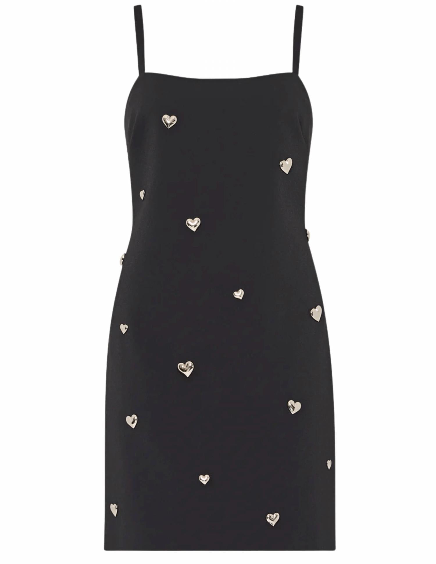 MILLY Colette Heart Applique Mini Dress in black 2 - women's dress - view 6