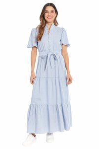 London Times - Mackenzie Ruffle Sleeve Maxi Dress